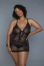 Load image into Gallery viewer, 2 Pc Unlined Lace Cups Babydoll Sheer Mesh And Lace Front Panels Design
