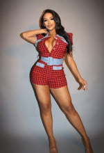 Load image into Gallery viewer, Plaid Print Denim Romper
