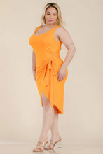 Load image into Gallery viewer, Plus Size Solid Wrap Front Tie Side Midi Dress
