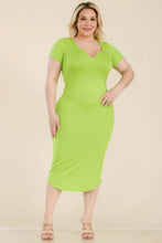 Load image into Gallery viewer, Plus Size Split Neck Bodycon Midi Dress
