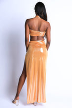 Load image into Gallery viewer, Foil Surplice Halter Top And Opened Maxi Skirt
