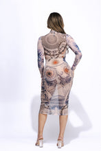 Load image into Gallery viewer, Tattoo Body Print Mesh Midi Dress
