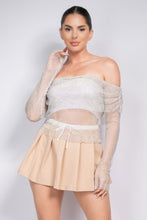 Load image into Gallery viewer, Shirred Off-shoulder Fishnet Top
