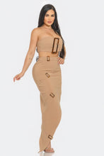 Load image into Gallery viewer, Front Eyelet Buckle Belt Top And Skirt Set
