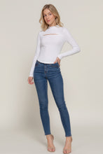 Load image into Gallery viewer, Long slv mock neck kyehole rib knit top
