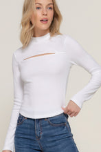 Load image into Gallery viewer, Long slv mock neck kyehole rib knit top
