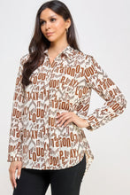 Load image into Gallery viewer, Printed Satin Long Sleeve Tunic Top
