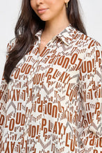 Load image into Gallery viewer, Printed Satin Long Sleeve Tunic Top
