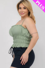 Load image into Gallery viewer, Plus Size Tiered Shirred Body Crop Top
