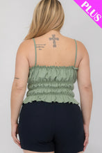 Load image into Gallery viewer, Plus Size Tiered Shirred Body Crop Top
