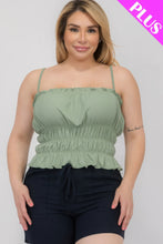 Load image into Gallery viewer, Plus Size Tiered Shirred Body Crop Top
