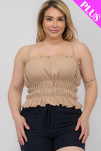 Load image into Gallery viewer, Plus Size Tiered Shirred Body Crop Top
