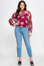 Load image into Gallery viewer, Mesh Floral Ls Top W/cami
