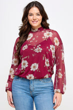 Load image into Gallery viewer, Mesh Floral Ls Top W/cami
