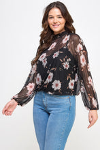 Load image into Gallery viewer, Mesh Floral Ls Top W/cami
