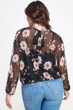 Load image into Gallery viewer, Mesh Floral Ls Top W/cami
