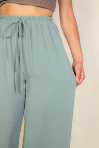 Drawstring Waist Wide Leg Minimalist Pants