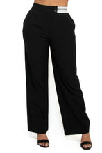 Load image into Gallery viewer, High-rise wide elastic contrast waist pants
