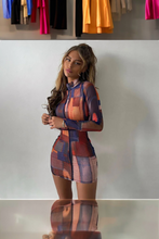 Load image into Gallery viewer, .  Fashion Print Long Sleeve Turtleneck Wrapped Dress
