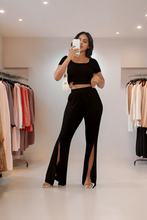 Load image into Gallery viewer, .  Solid Color Short Sleeve Crop Top Two Piece Set
