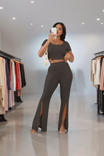 Load image into Gallery viewer, .  Solid Color Short Sleeve Crop Top Two Piece Set
