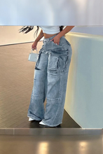 Load image into Gallery viewer, High Waist Baggy Multi Pocket Jeans
