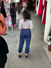 Load image into Gallery viewer, bad and boujee denim cargo joggers
