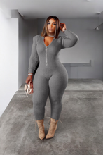 Load image into Gallery viewer, Knitting Zipper Hoodie Long Sleeve Jumpsuit
