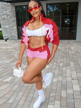 Load image into Gallery viewer, Sisterlinda Panelled Zip-up High Collar Full Sleeve Short Set
