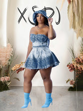 Load image into Gallery viewer, 2 Piece Crop Strapless Summer Suit
