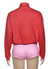 Load image into Gallery viewer, Sisterlinda Panelled Zip-up High Collar Full Sleeve Short Set
