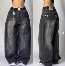 Load image into Gallery viewer, American Street Fashion Trend Gothic Print Loose Jeans Men Harajuku Y2K New Hip Hop Joker Oversized Wide-leg Pants Unisex Jeans
