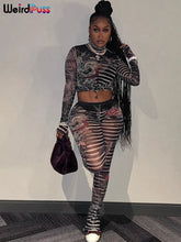 Load image into Gallery viewer, Weird Puss Aesthetic Print Sexy Women 2 Piece Set

