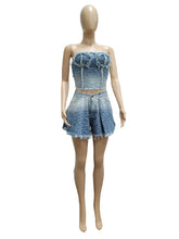 Load image into Gallery viewer, 2 Piece Crop Strapless Summer Suit

