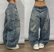 Load image into Gallery viewer, American Street Fashion Trend Gothic Print Loose Jeans Men Harajuku Y2K New Hip Hop Joker Oversized Wide-leg Pants Unisex Jeans
