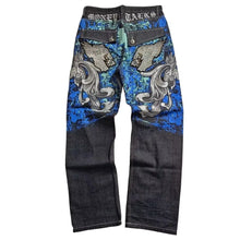 Load image into Gallery viewer, American Street Fashion Trend Gothic Print Loose Jeans Men Harajuku Y2K New Hip Hop Joker Oversized Wide-leg Pants Unisex Jeans
