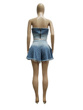 Load image into Gallery viewer, 2 Piece Crop Strapless Summer Suit
