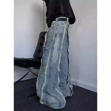 Load image into Gallery viewer, American Spring and Autumn Street Trendy Personalized Tassel Straight leg Jeans for Couples Loose Retro Wide Leg Casual Pants
