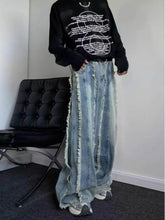 Load image into Gallery viewer, American Spring and Autumn Street Trendy Personalized Tassel Straight leg Jeans for Couples Loose Retro Wide Leg Casual Pants
