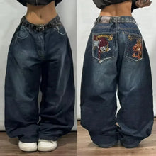 Load image into Gallery viewer, American Street Fashion Trend Gothic Print Loose Jeans Men Harajuku Y2K New Hip Hop Joker Oversized Wide-leg Pants Unisex Jeans
