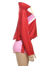 Load image into Gallery viewer, Sisterlinda Panelled Zip-up High Collar Full Sleeve Short Set
