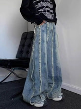 Load image into Gallery viewer, American Spring and Autumn Street Trendy Personalized Tassel Straight leg Jeans for Couples Loose Retro Wide Leg Casual Pants
