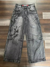 Load image into Gallery viewer, American Street Fashion Trend Gothic Print Loose Jeans Men Harajuku Y2K New Hip Hop Joker Oversized Wide-leg Pants Unisex Jeans

