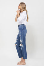 Load image into Gallery viewer, Distressed High Rise Ankle Relaxed Straight Jeans
