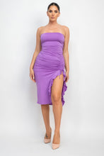 Load image into Gallery viewer, Ruffled Tube Slit Dress
