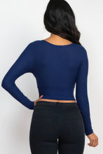 Load image into Gallery viewer, Ribbed Wrap Front Long Sleeve Top
