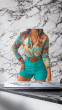 Load image into Gallery viewer, Summer New Trending Women&#39;s Printed Street Wear Stand Collar Long Sleeve 2pc Sets Women Short 2 Two Piece Set
