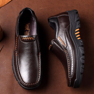 Newly Men's Genuine Leather Shoes Size 38-46 Head Leather Soft Anti-slip Driving Shoes Man Spring Business Dress Shoes